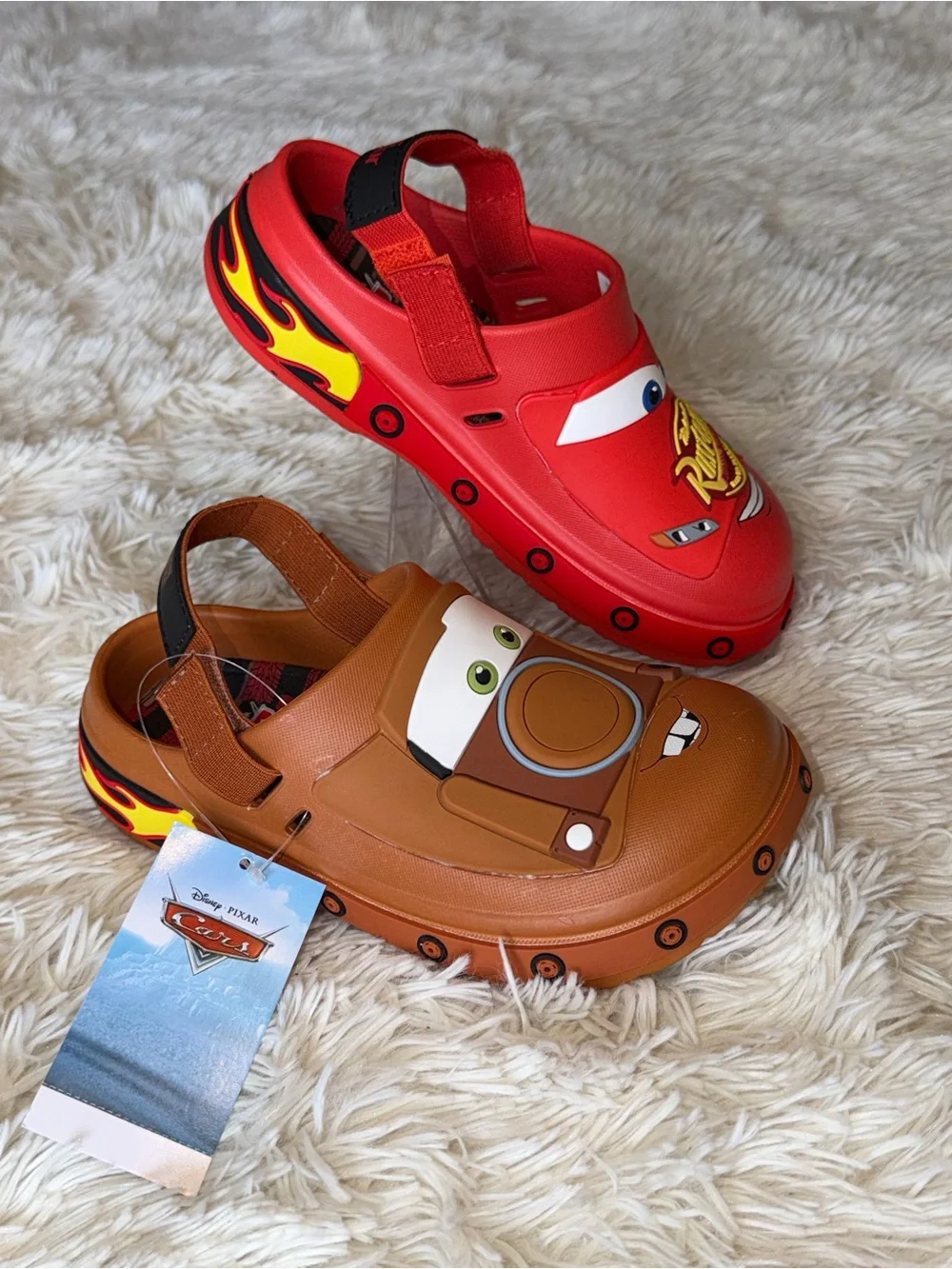 Disney Kids Cars Lightning McQueen Red & Mater Brown Slip-On Clogs